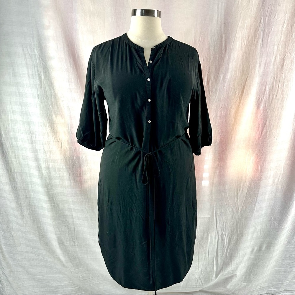 LOFT Black Casual Dress Half Sleeve Size Large Fits L/XL